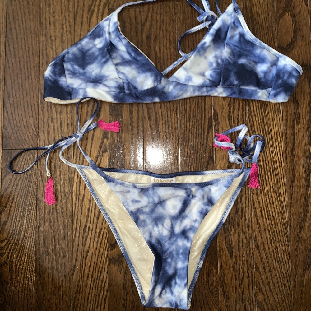 Amuse Society Blue Tie Dye Bikini